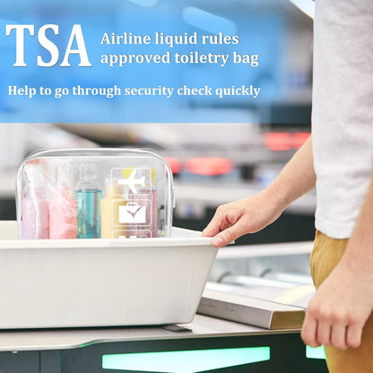 3Pcs TSA Approved Toiletry Bag, Clear Travel Toiletry Bag, Clear Makeup Bag, Waterproof Travel Makeup Cosmetic Bag, Carry On Airport Airline Quart Size Travel Bag for Women Men (Black)