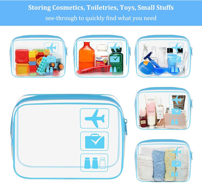 3Pcs TSA Approved Toiletry Bag, Clear Travel Toiletry Bag, Clear Makeup Bag, Waterproof Travel Makeup Cosmetic Bag, Carry On Airport Airline Quart Size Travel Bag for Women Men (Black)