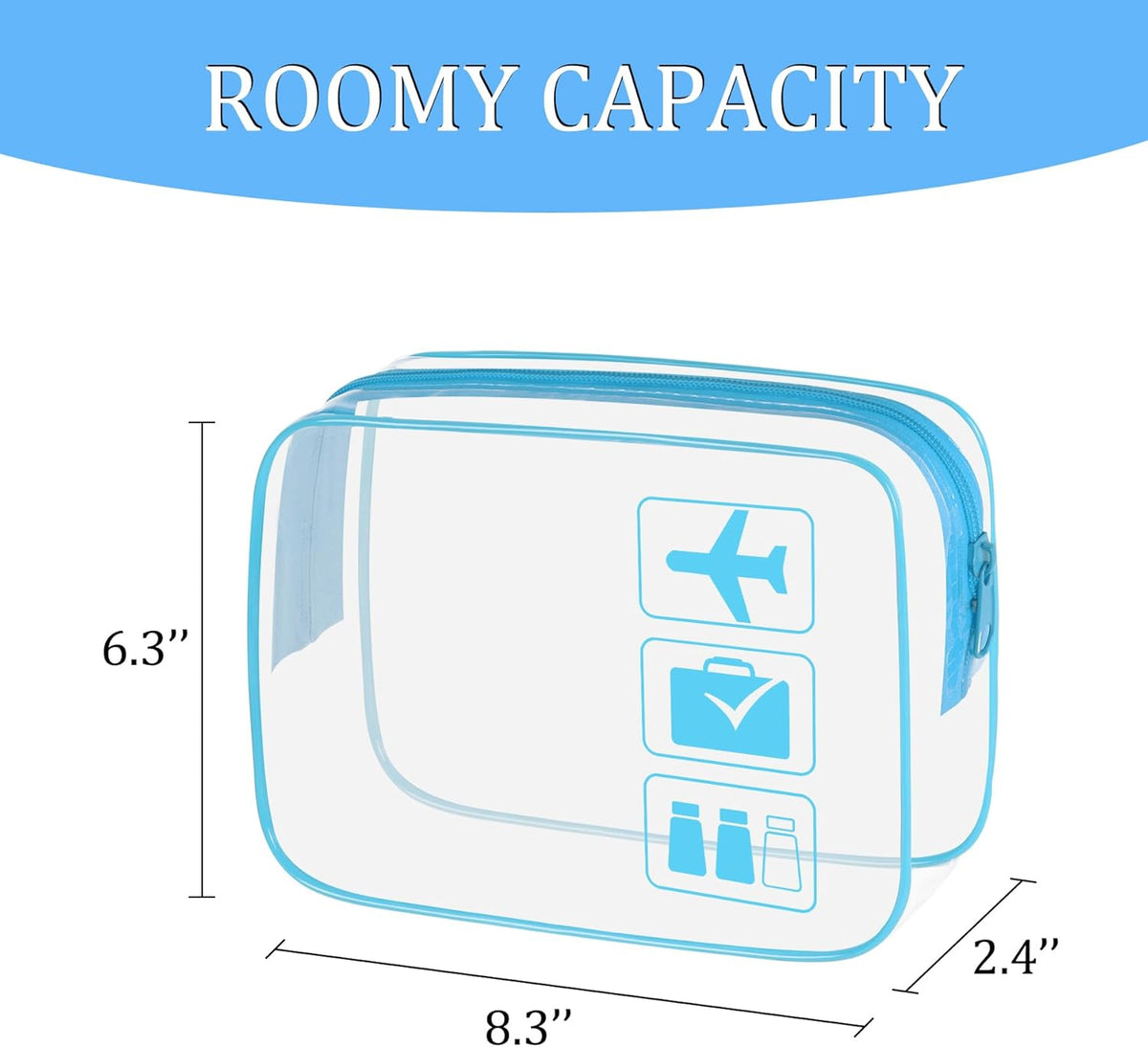 3Pcs TSA Approved Toiletry Bag, Clear Travel Toiletry Bag, Clear Makeup Bag, Waterproof Travel Makeup Cosmetic Bag, Carry On Airport Airline Quart Size Travel Bag for Women Men (Black)