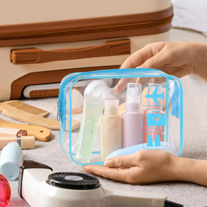 3Pcs TSA Approved Toiletry Bag, Clear Travel Toiletry Bag, Clear Makeup Bag, Waterproof Travel Makeup Cosmetic Bag, Carry On Airport Airline Quart Size Travel Bag for Women Men (Black)