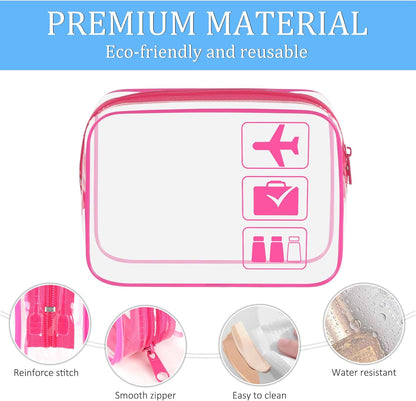 3Pcs TSA Approved Toiletry Bag, Clear Travel Toiletry Bag, Clear Makeup Bag, Waterproof Travel Makeup Cosmetic Bag, Carry On Airport Airline Quart Size Travel Bag for Women Men (Black)