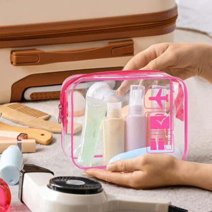 3Pcs TSA Approved Toiletry Bag, Clear Travel Toiletry Bag, Clear Makeup Bag, Waterproof Travel Makeup Cosmetic Bag, Carry On Airport Airline Quart Size Travel Bag for Women Men (Black)