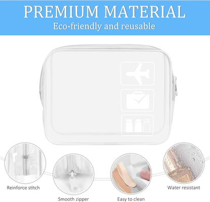 3Pcs TSA Approved Toiletry Bag, Clear Travel Toiletry Bag, Clear Makeup Bag, Waterproof Travel Makeup Cosmetic Bag, Carry On Airport Airline Quart Size Travel Bag for Women Men (Black)