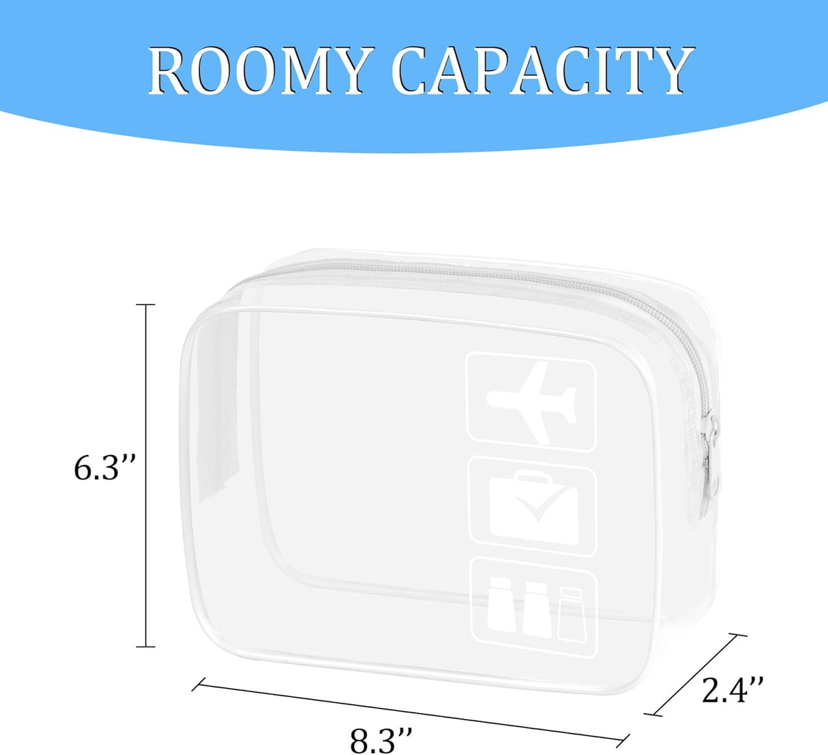 3Pcs TSA Approved Toiletry Bag, Clear Travel Toiletry Bag, Clear Makeup Bag, Waterproof Travel Makeup Cosmetic Bag, Carry On Airport Airline Quart Size Travel Bag for Women Men (Black)