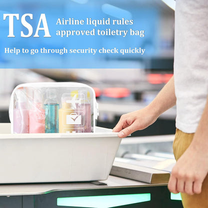 3Pcs TSA Approved Toiletry Bag, Clear Travel Toiletry Bag, Clear Makeup Bag, Waterproof Travel Makeup Cosmetic Bag, Carry On Airport Airline Quart Size Travel Bag for Women Men (Black)