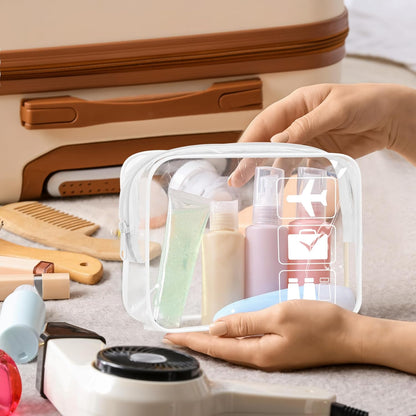 3Pcs TSA Approved Toiletry Bag, Clear Travel Toiletry Bag, Clear Makeup Bag, Waterproof Travel Makeup Cosmetic Bag, Carry On Airport Airline Quart Size Travel Bag for Women Men (Black)