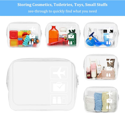 3Pcs TSA Approved Toiletry Bag, Clear Travel Toiletry Bag, Clear Makeup Bag, Waterproof Travel Makeup Cosmetic Bag, Carry On Airport Airline Quart Size Travel Bag for Women Men (Black)