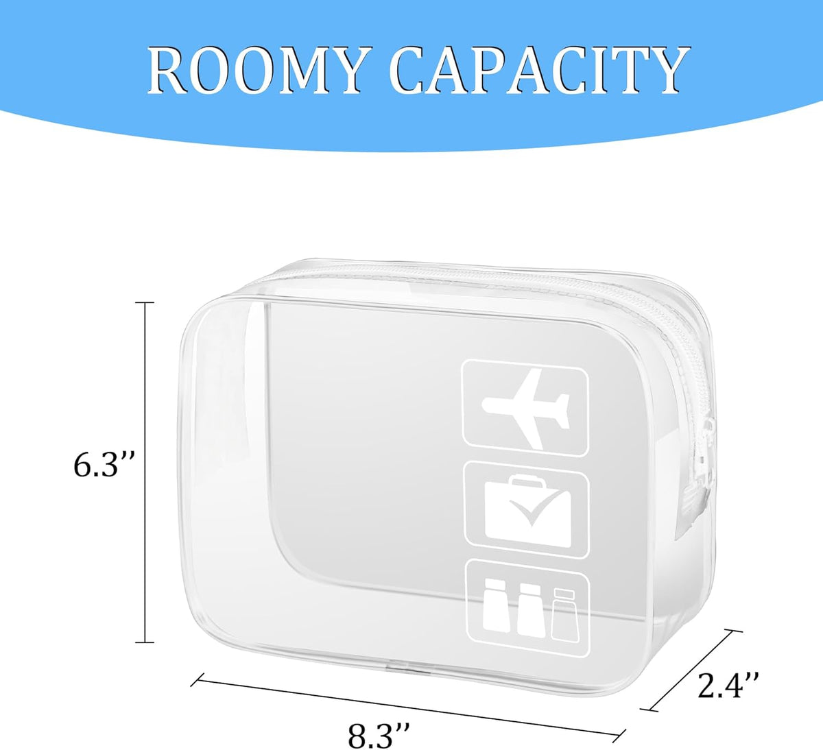 3Pcs TSA Approved Toiletry Bag, Clear Travel Toiletry Bag, Clear Makeup Bag, Waterproof Travel Makeup Cosmetic Bag, Carry On Airport Airline Quart Size Travel Bag for Women Men (Black)