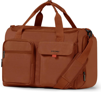 17" Underseat Carry-On Luggage Travel Tote, Water-Resistant, Beige | Soft Lightweight Weekender Bag/Airline Approved/33L Capacity/Multi-Pocket/Fits up to 16-inch Laptop/Separate Shoe Compartment