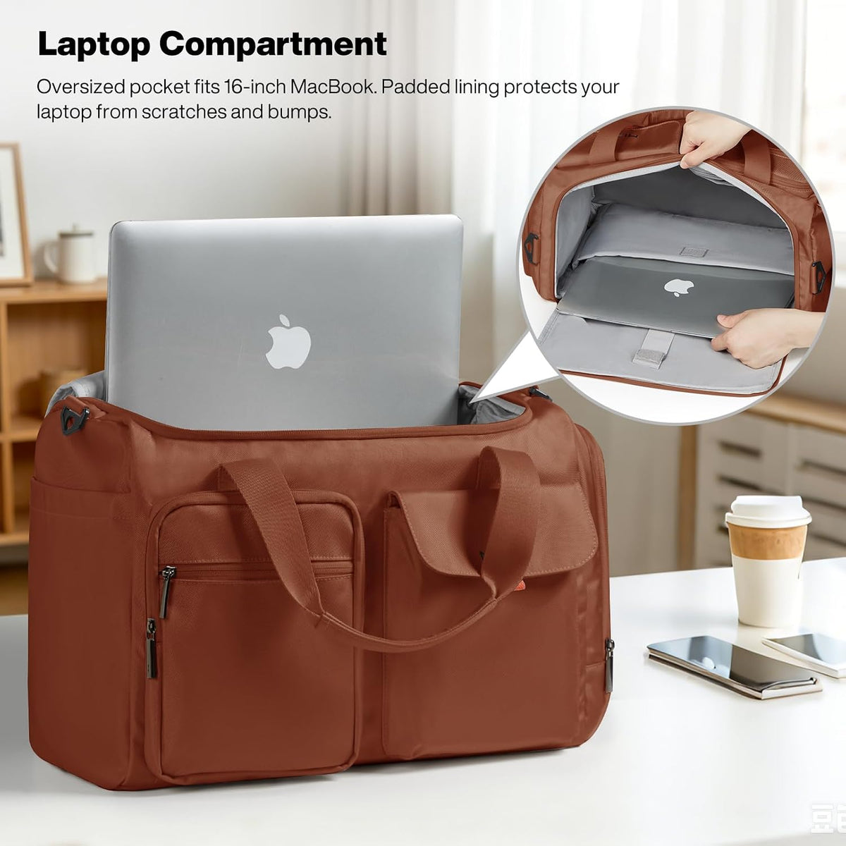 17" Underseat Carry-On Luggage Travel Tote, Water-Resistant, Beige | Soft Lightweight Weekender Bag/Airline Approved/33L Capacity/Multi-Pocket/Fits up to 16-inch Laptop/Separate Shoe Compartment