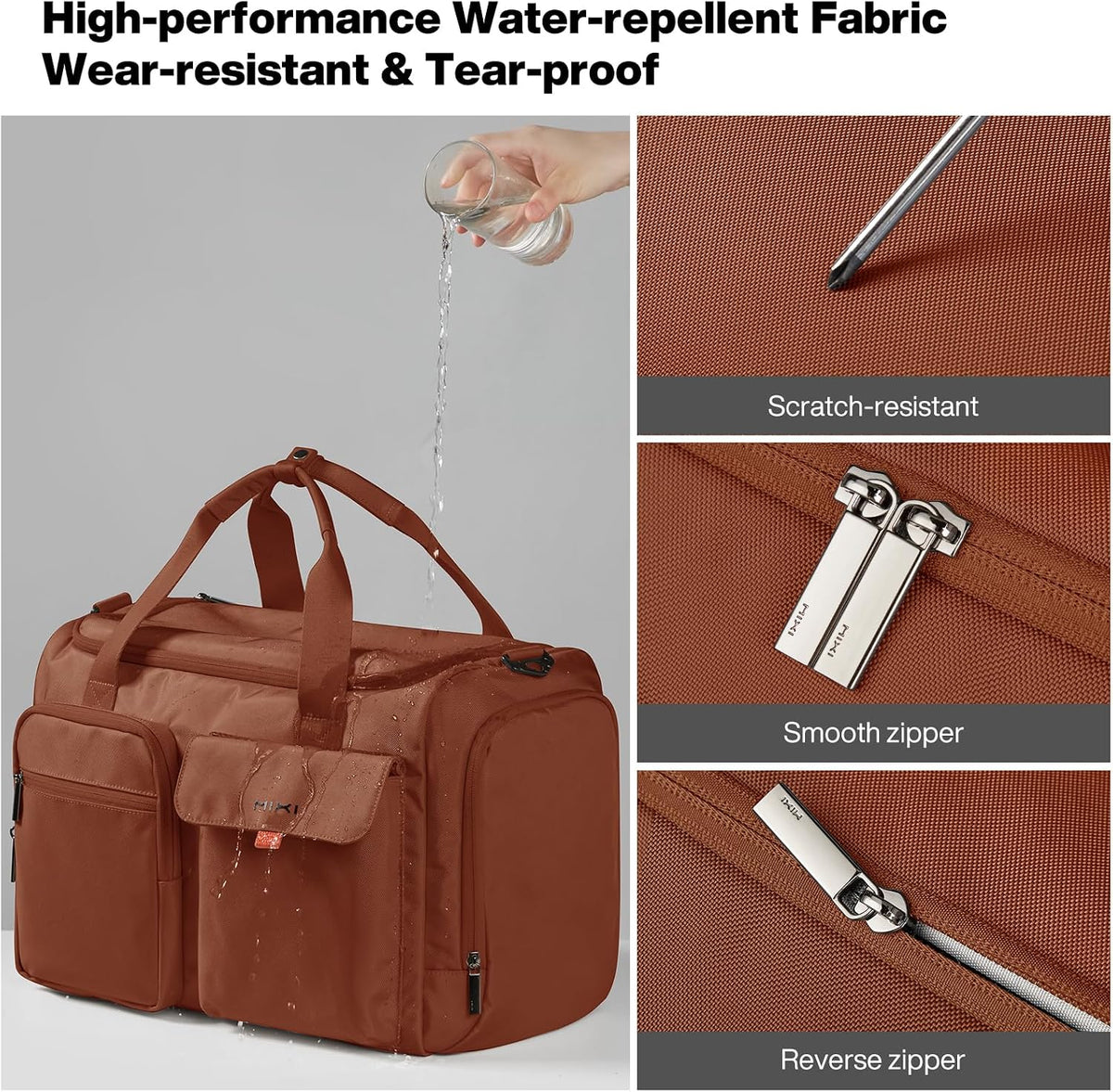 17" Underseat Carry-On Luggage Travel Tote, Water-Resistant, Beige | Soft Lightweight Weekender Bag/Airline Approved/33L Capacity/Multi-Pocket/Fits up to 16-inch Laptop/Separate Shoe Compartment