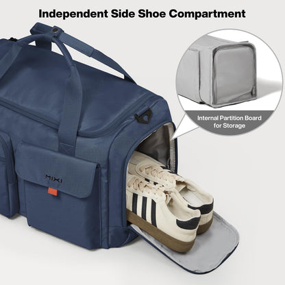 17" Underseat Carry-On Luggage Travel Tote, Water-Resistant, Beige | Soft Lightweight Weekender Bag/Airline Approved/33L Capacity/Multi-Pocket/Fits up to 16-inch Laptop/Separate Shoe Compartment