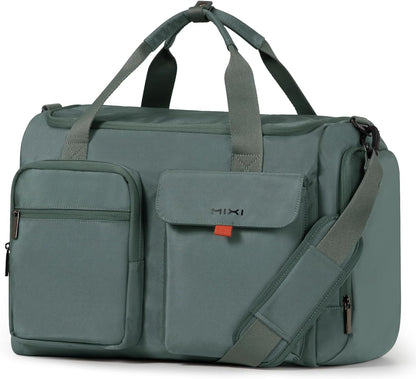 17" Underseat Carry-On Luggage Travel Tote, Water-Resistant, Beige | Soft Lightweight Weekender Bag/Airline Approved/33L Capacity/Multi-Pocket/Fits up to 16-inch Laptop/Separate Shoe Compartment