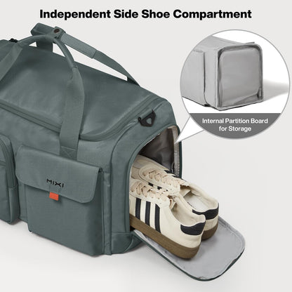 17" Underseat Carry-On Luggage Travel Tote, Water-Resistant, Beige | Soft Lightweight Weekender Bag/Airline Approved/33L Capacity/Multi-Pocket/Fits up to 16-inch Laptop/Separate Shoe Compartment