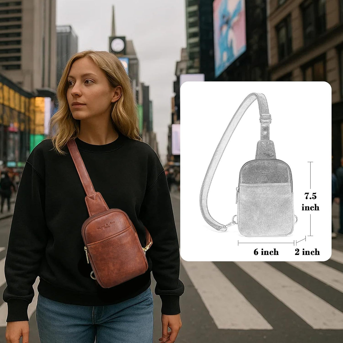 Travel Small Sling Bag for Women Anti Theft Crossbody Bags Phone Purse Cross Body Fanny Pack Over the Shoulder Bags(Black)