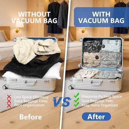 Travel Vacuum Bags for Clothing with Rechargeable Wireless Air Pump,18 Pack Compression Seal Packing Bags for Luggage Suitcase,Carry-on Size Space Saver Vacuum Storage Bags