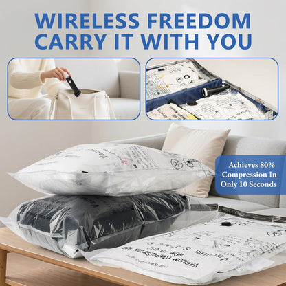Travel Vacuum Bags for Clothing with Rechargeable Wireless Air Pump,18 Pack Compression Seal Packing Bags for Luggage Suitcase,Carry-on Size Space Saver Vacuum Storage Bags