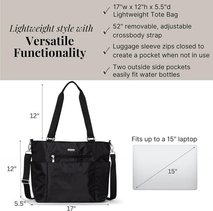 Essential Laptop Tote - Work Tote Bag with Laptop Sleeve - Lightweight Travel Crossbody Shoulder Bag for Women