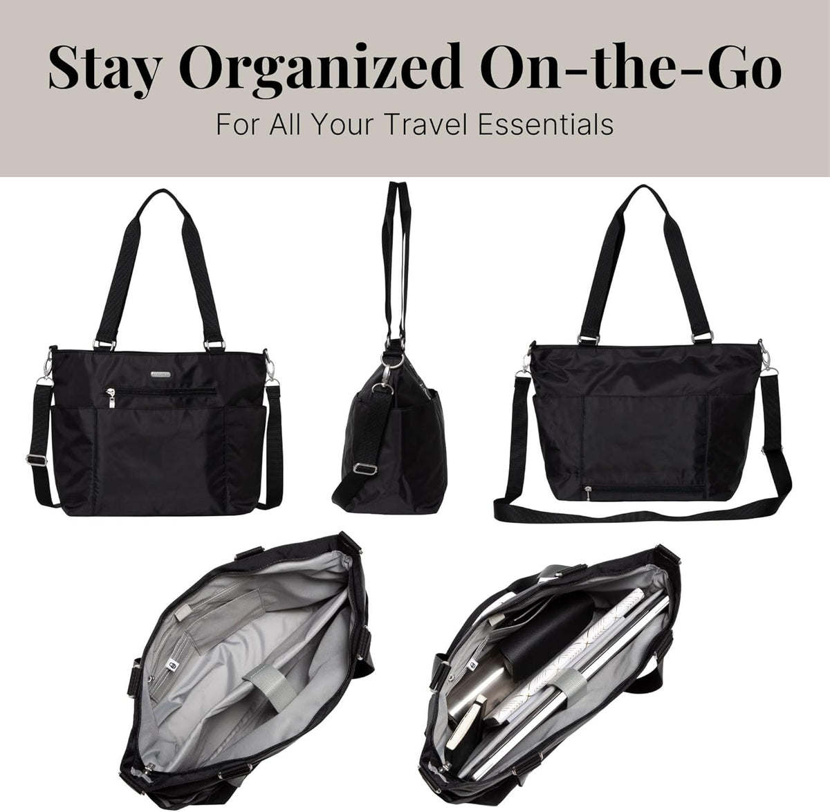 Essential Laptop Tote - Work Tote Bag with Laptop Sleeve - Lightweight Travel Crossbody Shoulder Bag for Women