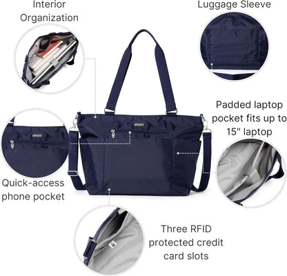 Essential Laptop Tote - Work Tote Bag with Laptop Sleeve - Lightweight Travel Crossbody Shoulder Bag for Women