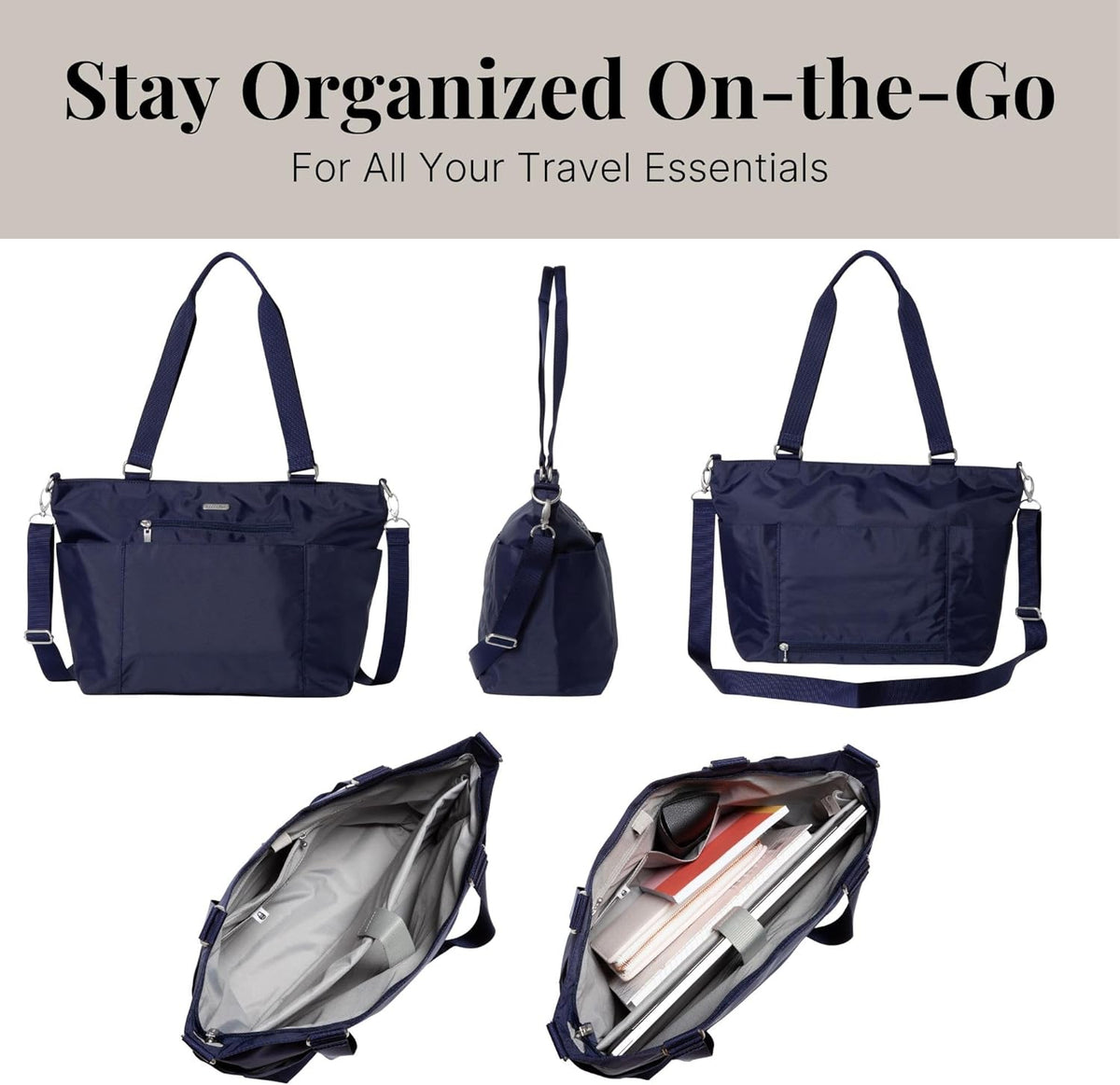 Essential Laptop Tote - Work Tote Bag with Laptop Sleeve - Lightweight Travel Crossbody Shoulder Bag for Women