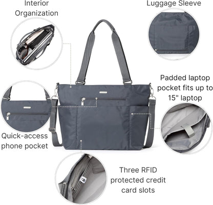 Essential Laptop Tote - Work Tote Bag with Laptop Sleeve - Lightweight Travel Crossbody Shoulder Bag for Women