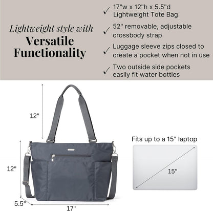 Essential Laptop Tote - Work Tote Bag with Laptop Sleeve - Lightweight Travel Crossbody Shoulder Bag for Women