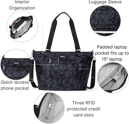 Essential Laptop Tote - Work Tote Bag with Laptop Sleeve - Lightweight Travel Crossbody Shoulder Bag for Women