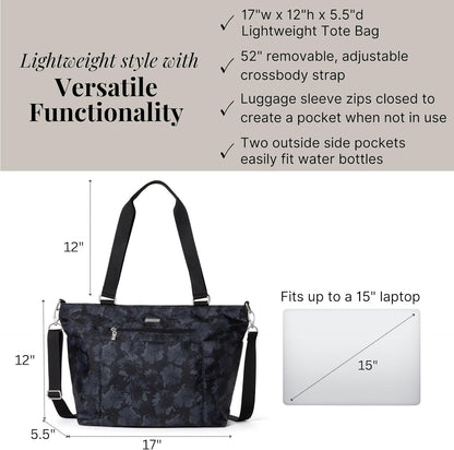 Essential Laptop Tote - Work Tote Bag with Laptop Sleeve - Lightweight Travel Crossbody Shoulder Bag for Women