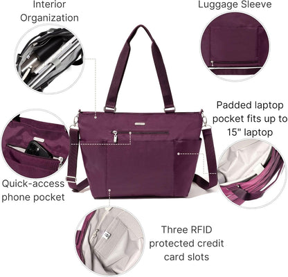 Essential Laptop Tote - Work Tote Bag with Laptop Sleeve - Lightweight Travel Crossbody Shoulder Bag for Women