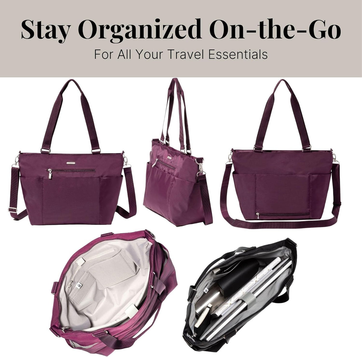 Essential Laptop Tote - Work Tote Bag with Laptop Sleeve - Lightweight Travel Crossbody Shoulder Bag for Women