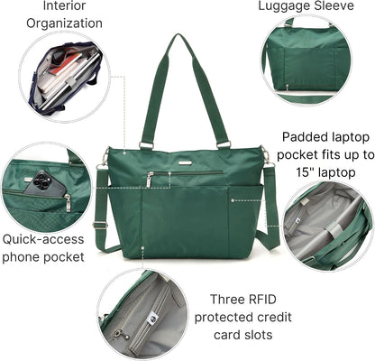 Essential Laptop Tote - Work Tote Bag with Laptop Sleeve - Lightweight Travel Crossbody Shoulder Bag for Women