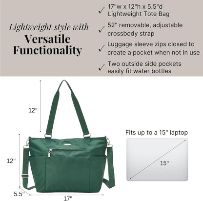 Essential Laptop Tote - Work Tote Bag with Laptop Sleeve - Lightweight Travel Crossbody Shoulder Bag for Women