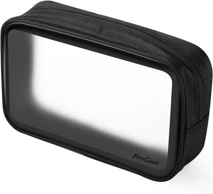 TSA Approved Travel Toiletry Bag Pouch, Matte Clear Travel Organizer Airport Carry-On Checkpoint Airline Compliant Storage Bag -1 Pack, Black