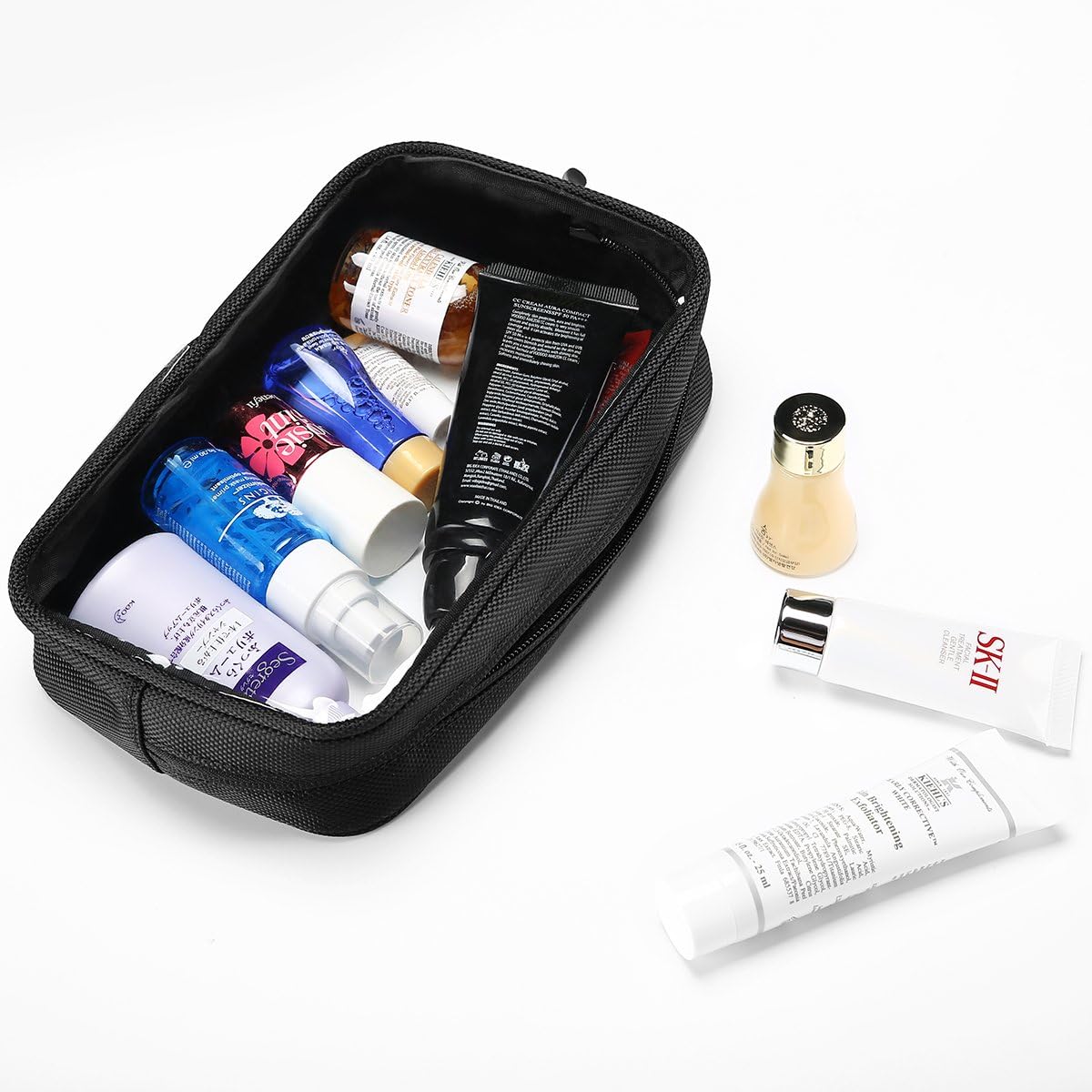 TSA Approved Travel Toiletry Bag Pouch, Matte Clear Travel Organizer Airport Carry-On Checkpoint Airline Compliant Storage Bag -1 Pack, Black
