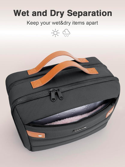 Women's Hanging Toiletry Bag, Waterproof Travel Cosmetic Organizer with Jewelry Storage, Large Capacity Makeup Case for Full-Size Skincare & Bathroom Essentials, Portable Cosmetic kit, Dark Purple