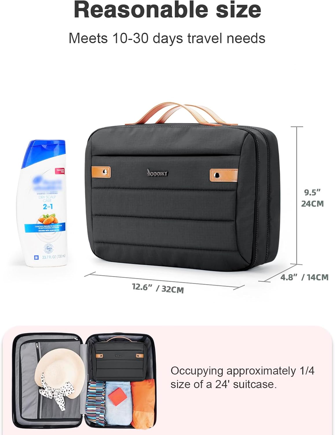 Women's Hanging Toiletry Bag, Waterproof Travel Cosmetic Organizer with Jewelry Storage, Large Capacity Makeup Case for Full-Size Skincare & Bathroom Essentials, Portable Cosmetic kit, Dark Purple