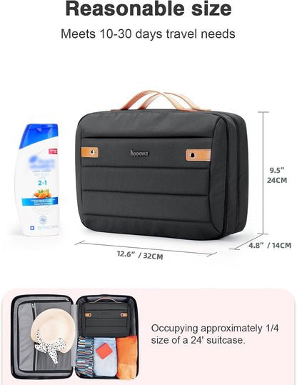 Women's Hanging Toiletry Bag, Waterproof Travel Cosmetic Organizer with Jewelry Storage, Large Capacity Makeup Case for Full-Size Skincare & Bathroom Essentials, Portable Cosmetic kit, Dark Purple