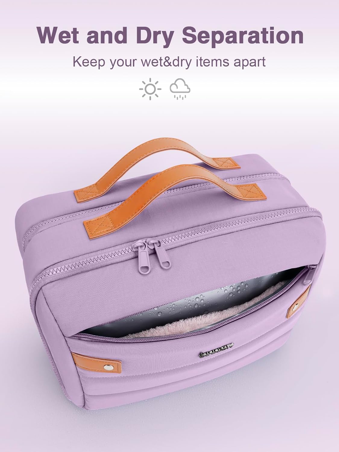 Women's Hanging Toiletry Bag, Waterproof Travel Cosmetic Organizer with Jewelry Storage, Large Capacity Makeup Case for Full-Size Skincare & Bathroom Essentials, Portable Cosmetic kit, Dark Purple