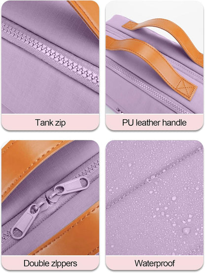 Women's Hanging Toiletry Bag, Waterproof Travel Cosmetic Organizer with Jewelry Storage, Large Capacity Makeup Case for Full-Size Skincare & Bathroom Essentials, Portable Cosmetic kit, Dark Purple