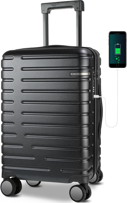 Carry On Luggage with Spinner Wheels, Hard Shell Carry-On Expandable Suitcase 21x14x9 Airline Approved & Built-in TSA Lock, Durable Travel Rolling Suitcase, Carry-On 20-Inch, Lake Blue