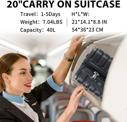 Carry On Luggage with Spinner Wheels, Hard Shell Carry-On Expandable Suitcase 21x14x9 Airline Approved & Built-in TSA Lock, Durable Travel Rolling Suitcase, Carry-On 20-Inch, Lake Blue