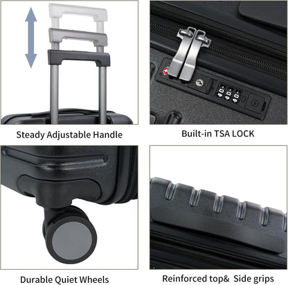 Carry On Luggage with Spinner Wheels, Hard Shell Carry-On Expandable Suitcase 21x14x9 Airline Approved & Built-in TSA Lock, Durable Travel Rolling Suitcase, Carry-On 20-Inch, Lake Blue