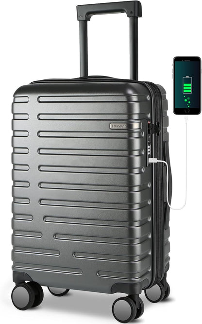 Carry On Luggage with Spinner Wheels, Hard Shell Carry-On Expandable Suitcase 21x14x9 Airline Approved & Built-in TSA Lock, Durable Travel Rolling Suitcase, Carry-On 20-Inch, Lake Blue