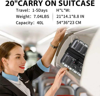 Carry On Luggage with Spinner Wheels, Hard Shell Carry-On Expandable Suitcase 21x14x9 Airline Approved & Built-in TSA Lock, Durable Travel Rolling Suitcase, Carry-On 20-Inch, Lake Blue