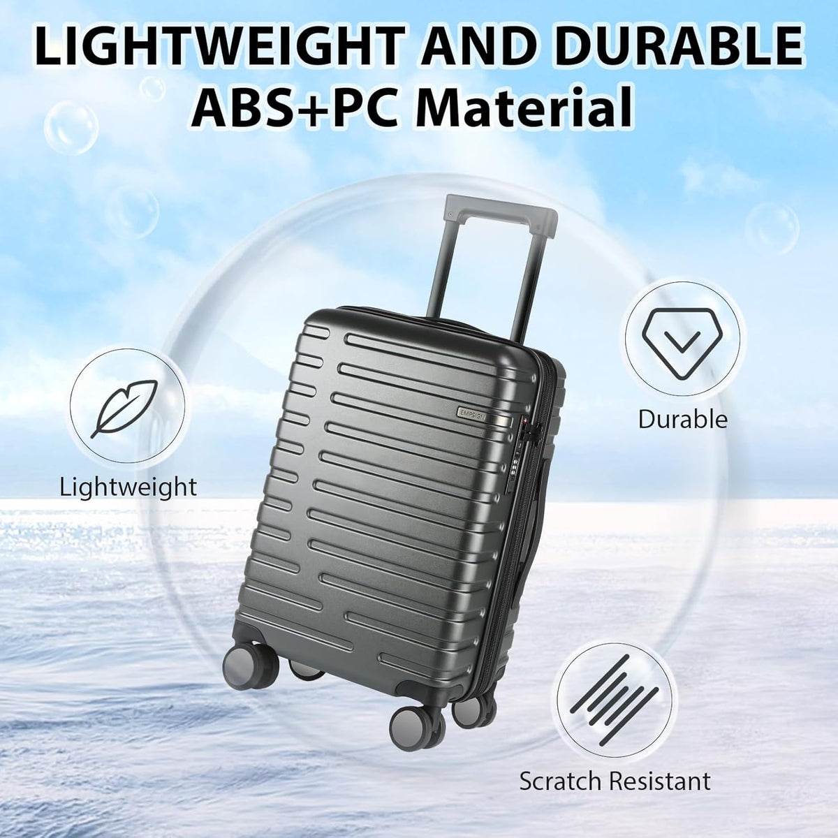 Carry On Luggage with Spinner Wheels, Hard Shell Carry-On Expandable Suitcase 21x14x9 Airline Approved & Built-in TSA Lock, Durable Travel Rolling Suitcase, Carry-On 20-Inch, Lake Blue