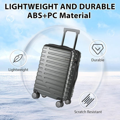 Carry On Luggage with Spinner Wheels, Hard Shell Carry-On Expandable Suitcase 21x14x9 Airline Approved & Built-in TSA Lock, Durable Travel Rolling Suitcase, Carry-On 20-Inch, Lake Blue
