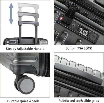 Carry On Luggage with Spinner Wheels, Hard Shell Carry-On Expandable Suitcase 21x14x9 Airline Approved & Built-in TSA Lock, Durable Travel Rolling Suitcase, Carry-On 20-Inch, Lake Blue