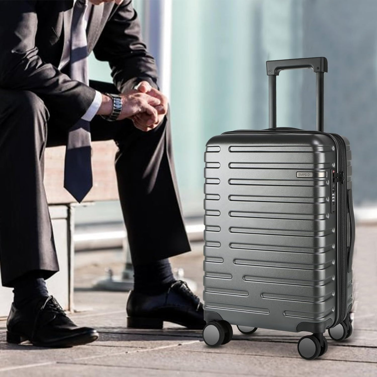 Carry On Luggage with Spinner Wheels, Hard Shell Carry-On Expandable Suitcase 21x14x9 Airline Approved & Built-in TSA Lock, Durable Travel Rolling Suitcase, Carry-On 20-Inch, Lake Blue