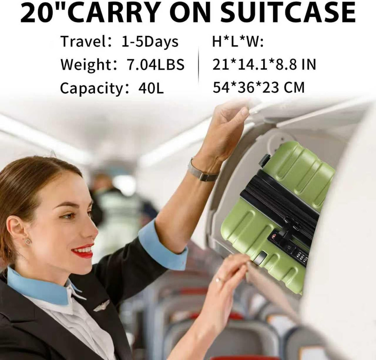 Carry On Luggage with Spinner Wheels, Hard Shell Carry-On Expandable Suitcase 21x14x9 Airline Approved & Built-in TSA Lock, Durable Travel Rolling Suitcase, Carry-On 20-Inch, Lake Blue